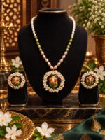 Divine Ganesha Pearl Elegance – Traditional Polymer Clay Jewellery Set-PCJS0005 - Image 4