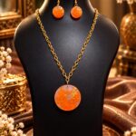 Sunset Glow Orange Resin Jewellery Set-RJS0005