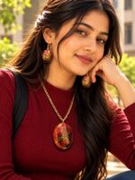 Enchanted Ember – Golden Resin Jewellery Set-RJS0016 - Image 5