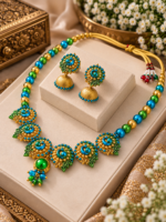 Mayura Ratna – Handmade Terracotta Necklace and Jhumka Set - TCJS00013 - Image 4