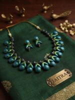 Mayura Bliss – Peacock Green & Royal Blue Terracotta Jewellery Set - TCJS0022 - Image 6