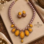 Golden Amber Glow – Handmade Terracotta Jewellery Set - TCJS0024